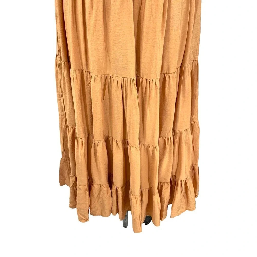 Lulus Present Moment Light Orange‎ Bow Front Tiered Maxi Dress Size Large - Picture 6 of 10